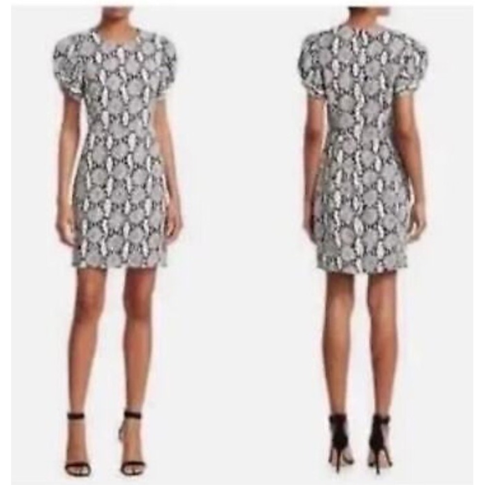 A.L.C Brinley Puff-Sleeve Snake Print Sheath Mini Cocktail Sexy Dress‎ $445 6